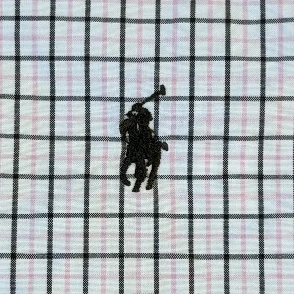 Polo Ralph Lauren Button‎ Down Shirt Men's Med Windowpane Plaid Pink Brown * - Picture 6 of 9